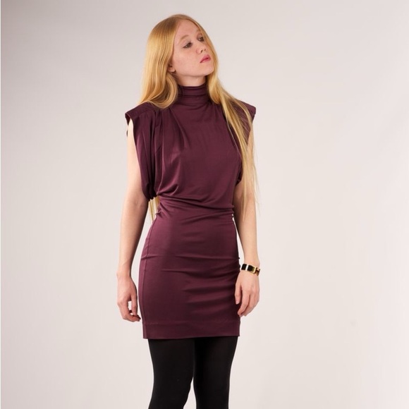 Elizabeth and James burgundy maroon silk stretch jersey dress - size Small (S) - Picture 5 of 8